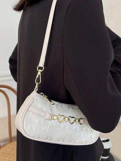 White heart baguette bag