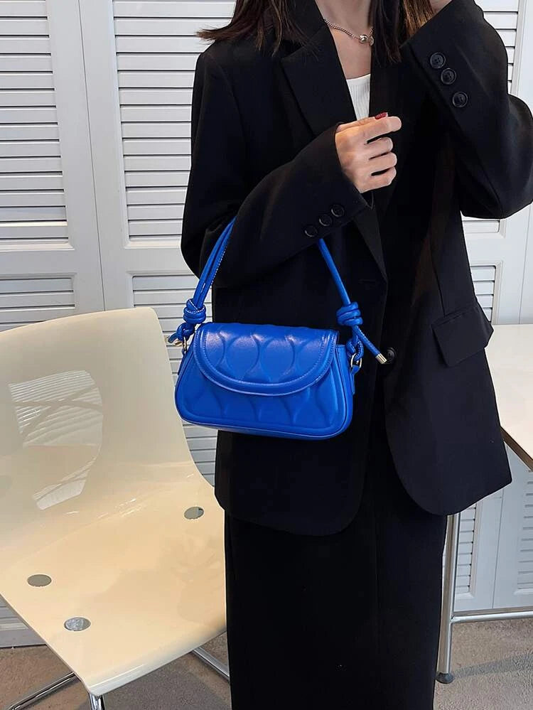 Blue Geometric Flap Bag