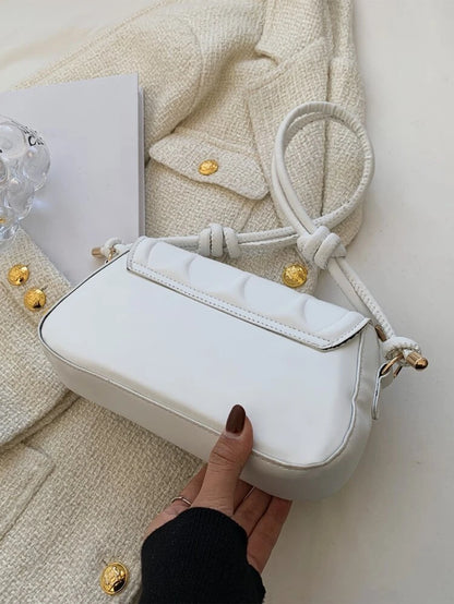 White Geometric Flap Bag