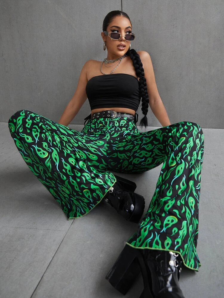 Green Flare Pants