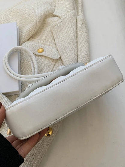 White Geometric Flap Bag