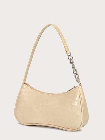 Apricot Croc Baguette Bag