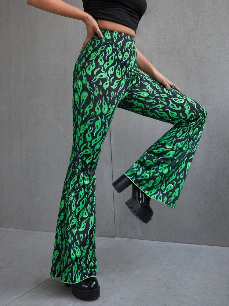 Green Flare Pants