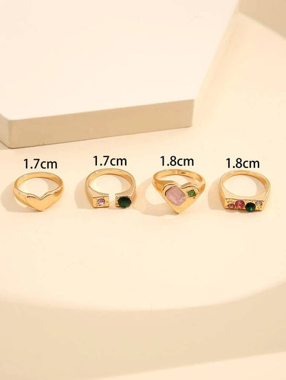 4pcs Rhinestone Ring