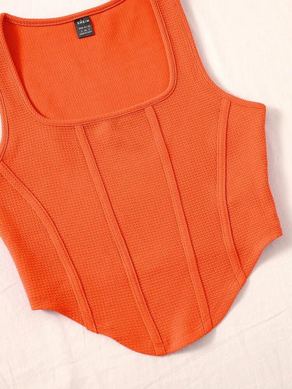 Orange Square Hem Tank Top