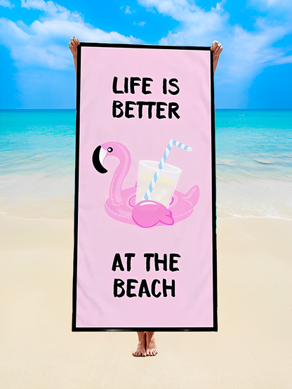 Flamingo Microfiber Beach Towel