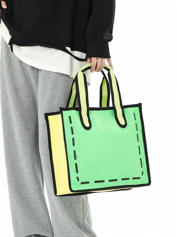 Green Double Handle Square Bag