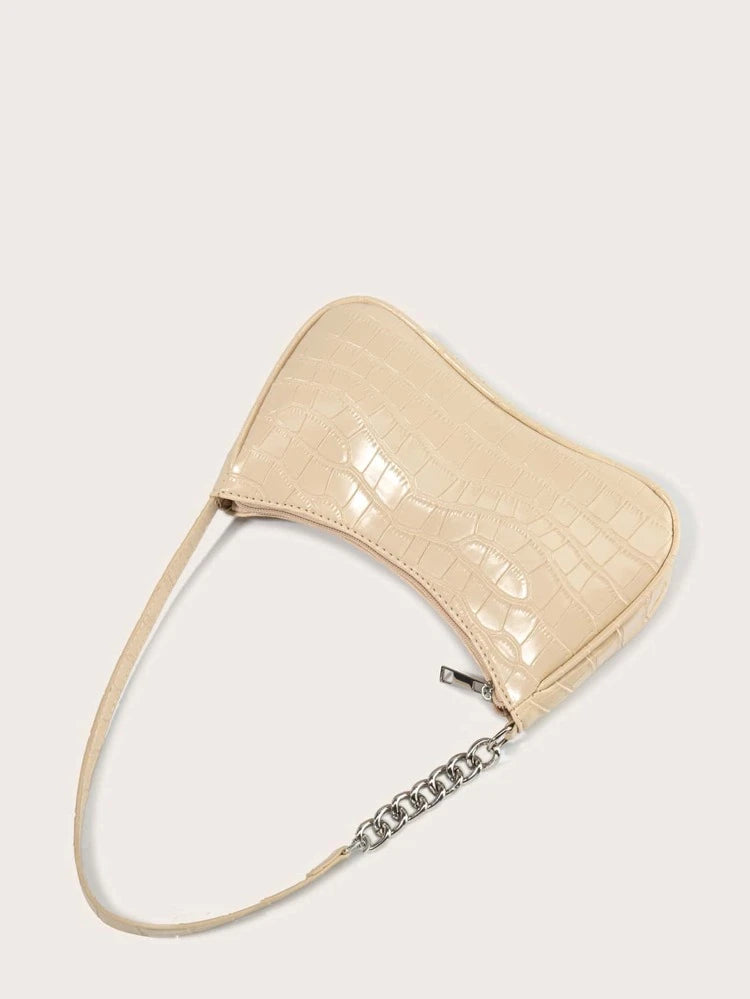 Apricot Croc Baguette Bag