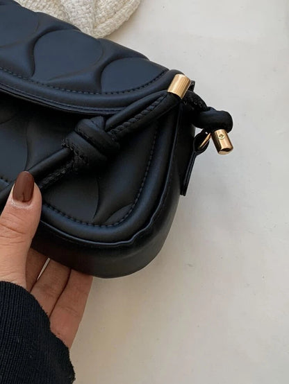 Black Geometric Flap Bag