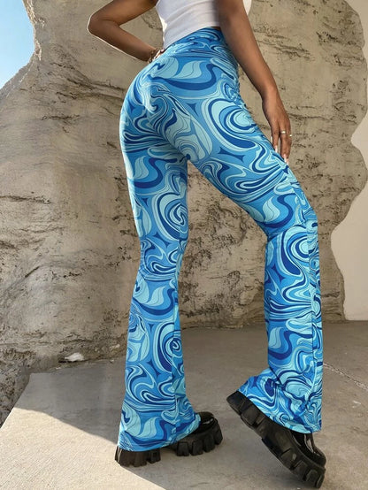 Blue Marble Flare Pants