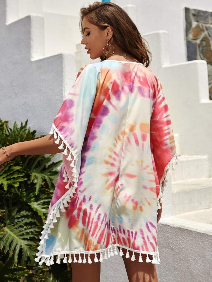 Tie Dye Tassel Cover Up