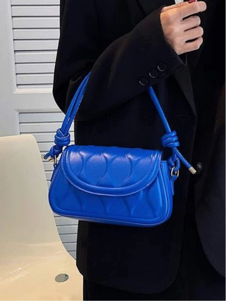 Blue Geometric Flap Bag