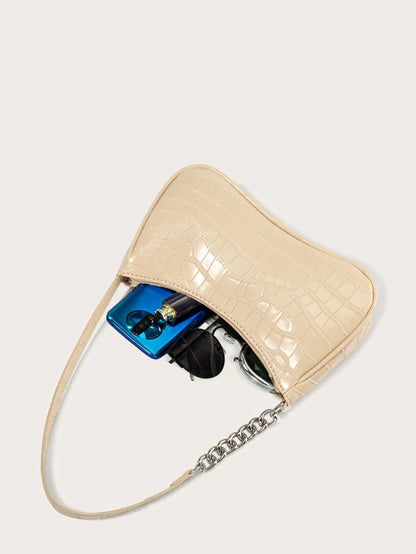 Apricot Croc Baguette Bag