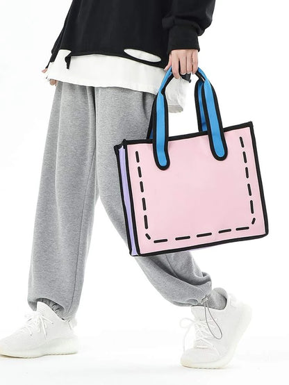 Pink Double Handle Square Bag