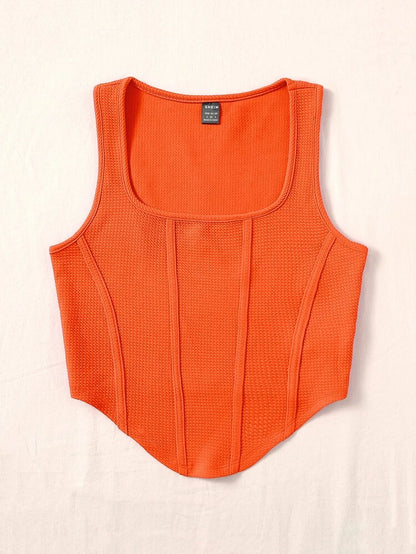 Orange Square Hem Tank Top