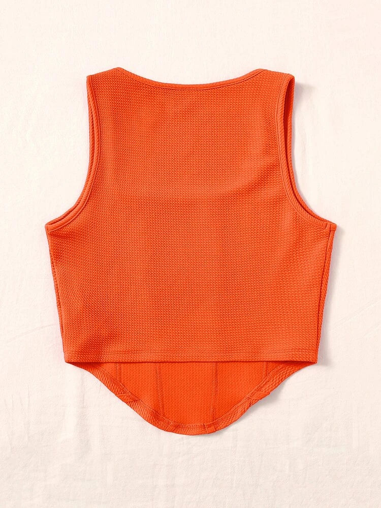 Orange Square Hem Tank Top