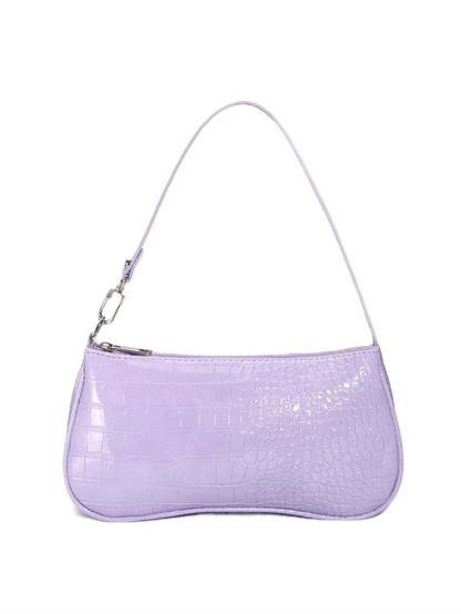 Purple croc baguette bag