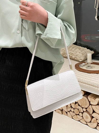 White croc square bag