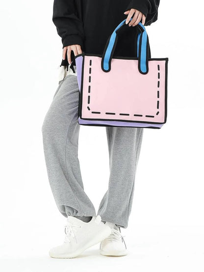 Pink Double Handle Square Bag