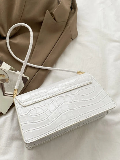 White croc square bag