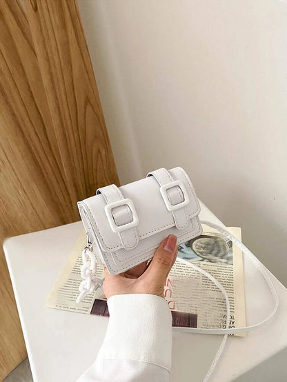 White Mini Buckle Square Bag