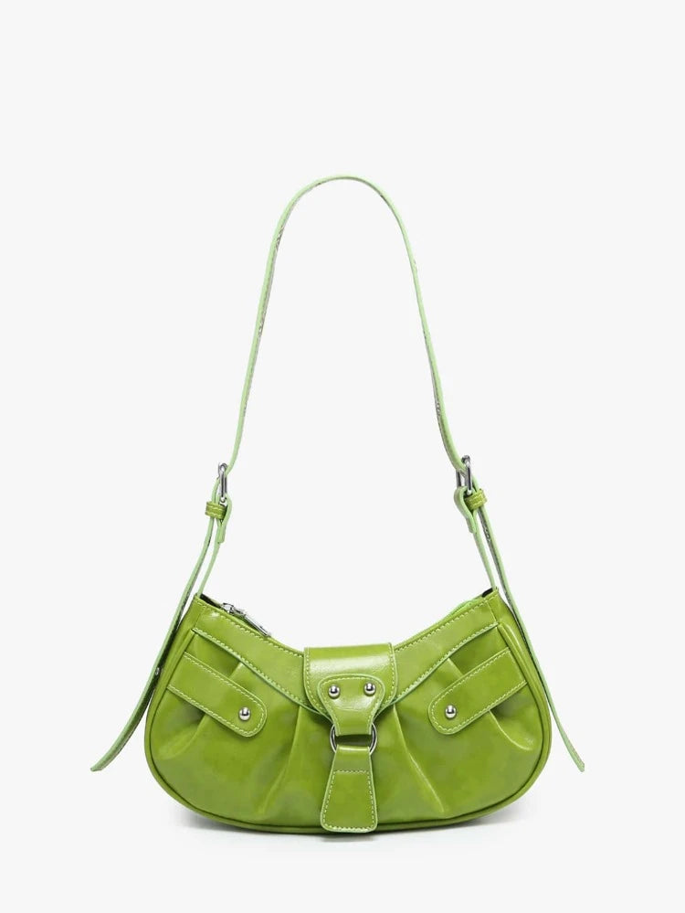 Green Studded Ruched Bag