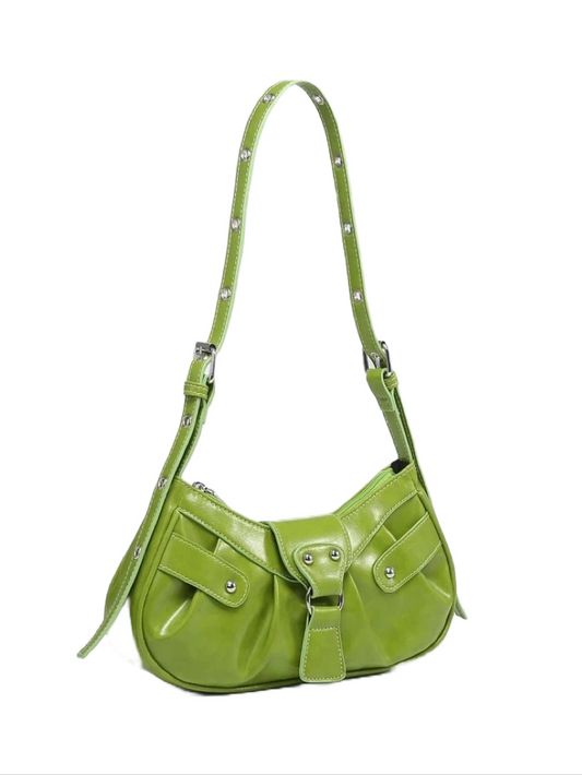 Green Studded Ruched Bag