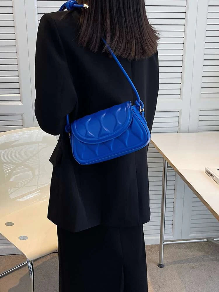 Blue Geometric Flap Bag