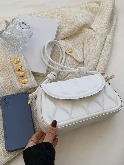 White Geometric Flap Bag