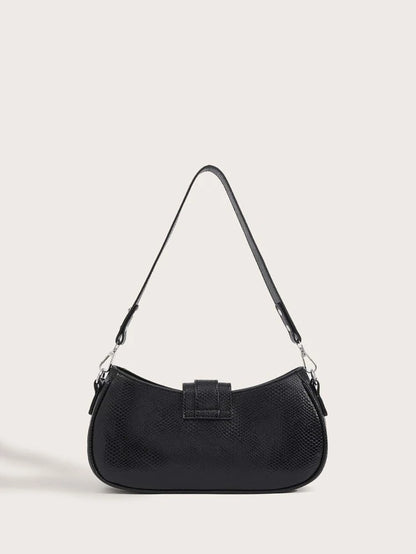 Black Chain & Buckle Shoulder Hobo Bag