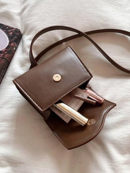 Brown Mini Flap Square Bag