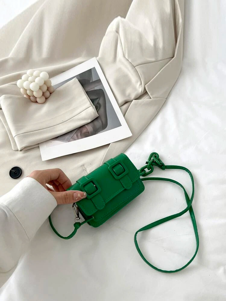 Green Mini Buckle Square Bag