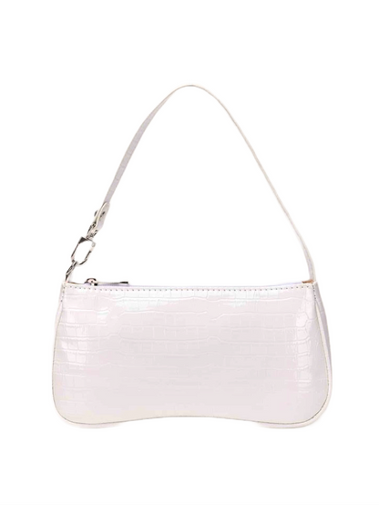 White Croc Baguette Bag