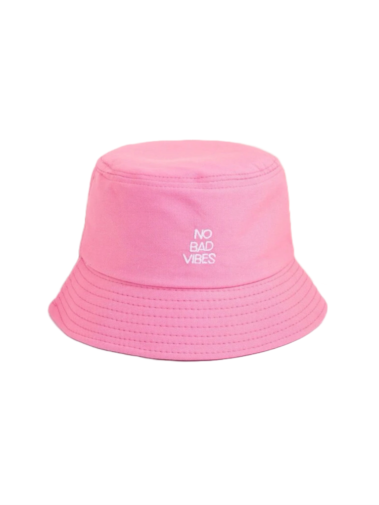 Pink No Bad Vibes Bucket Hat