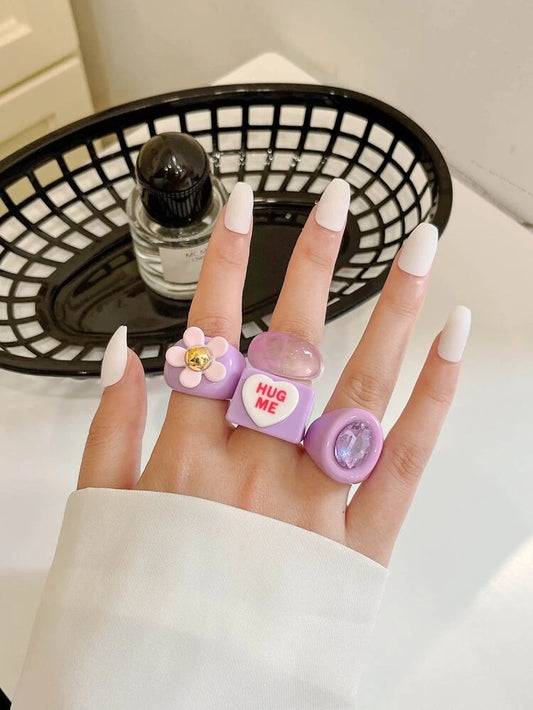 4pcs Heart & Flower Ring