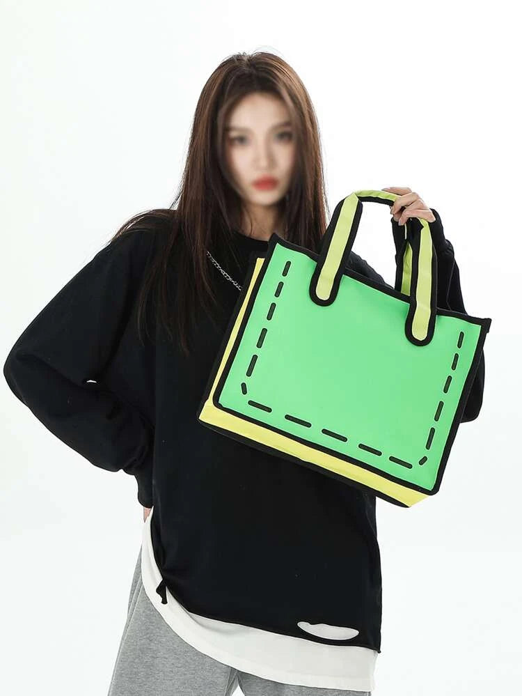 Green Double Handle Square Bag