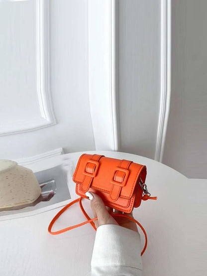 Orange Mini Buckle Square Bag