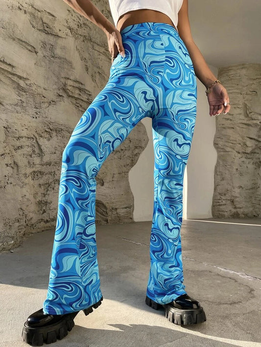 Blue Marble Flare Pants