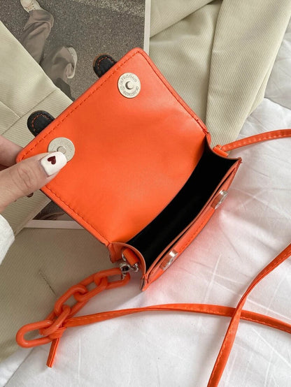 Orange Mini Buckle Square Bag