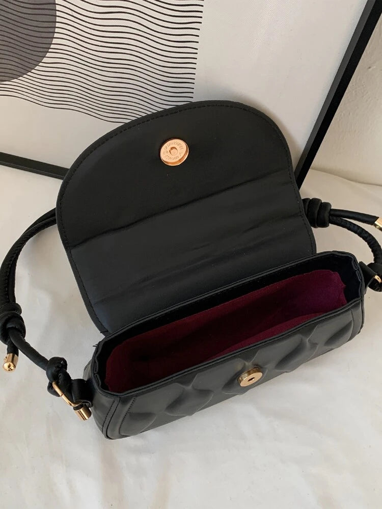 Black Geometric Flap Bag