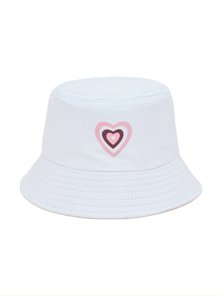 White Heart Bucket Hat