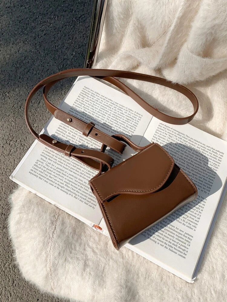 Brown Mini Flap Square Bag