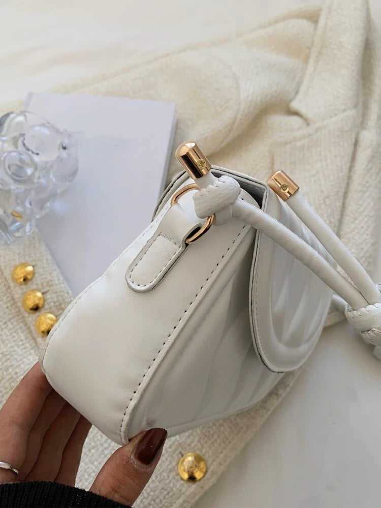 White Geometric Flap Bag