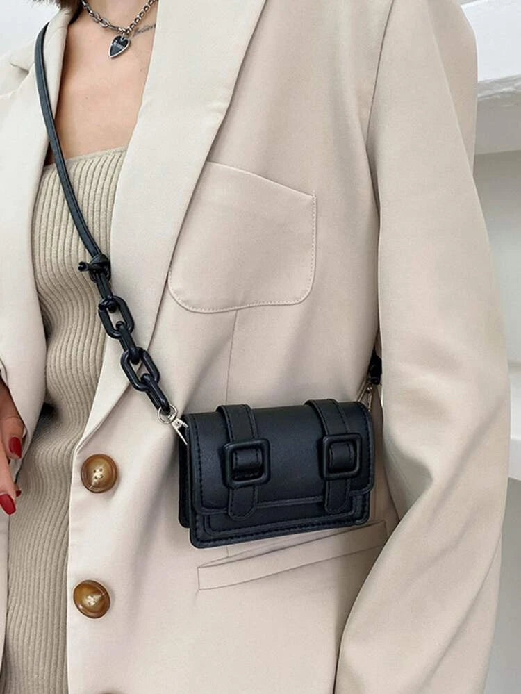 Black Mini Buckle Square Bag