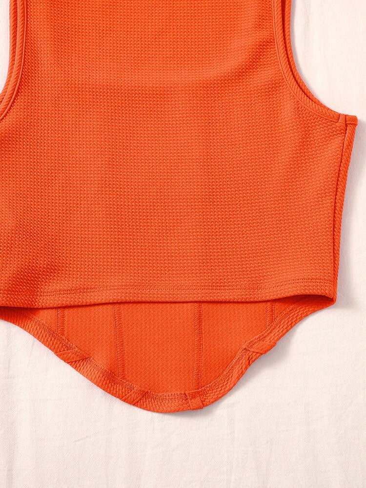 Orange Square Hem Tank Top