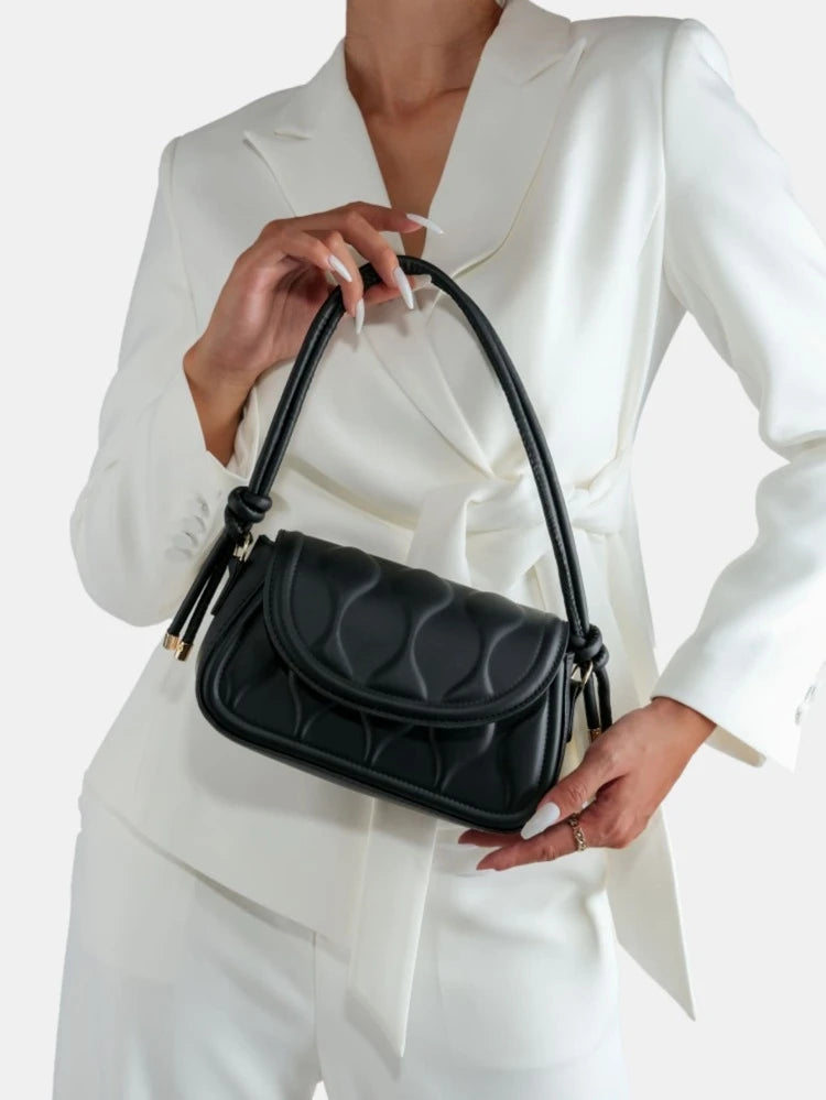 Black Geometric Flap Bag