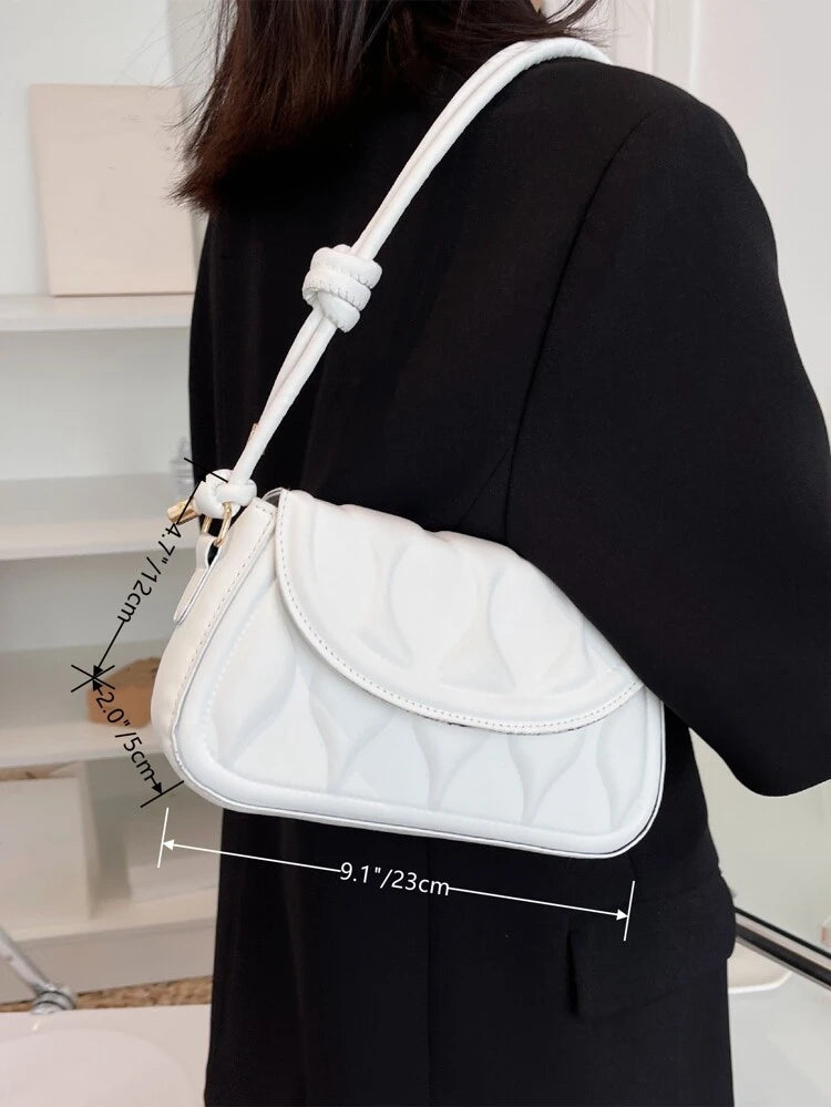 White Geometric Flap Bag