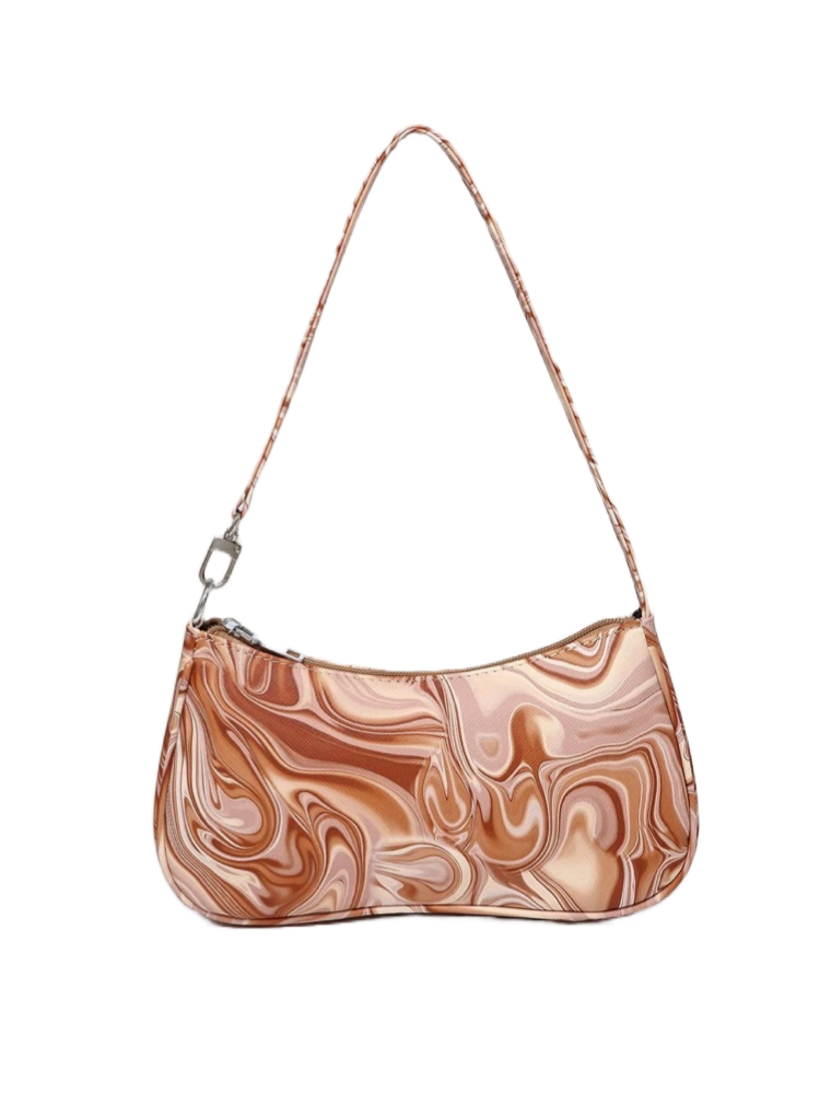 Brown Abstract Fluid Shoulder Bag