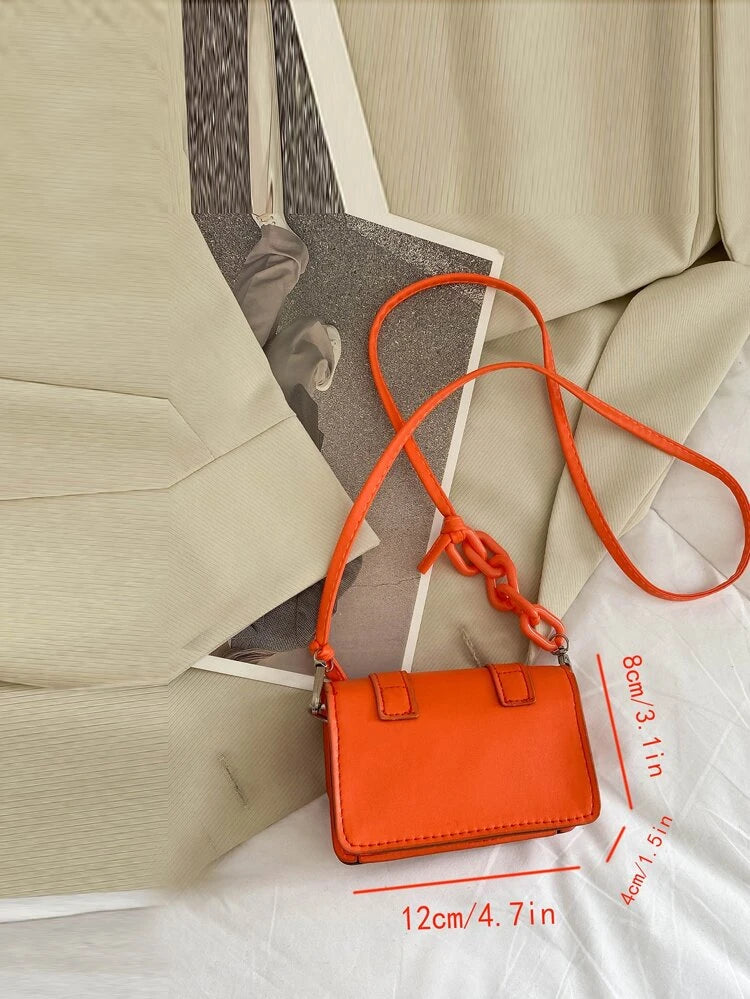 Orange Mini Buckle Square Bag