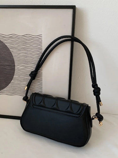 Black Geometric Flap Bag